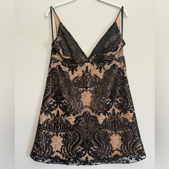 Free People Black and Tan Lace Dress - Picture 2 of 4